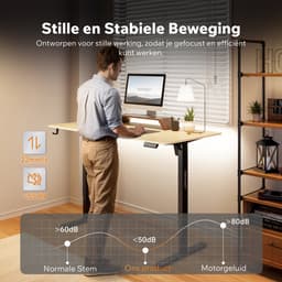 SENSE7 NOJO LIGHT - Zit Sta Bureau - 140 cm x 70 cm - Elektrisch bureau - Verstelbare bureau - Elektrische Hoogteverstelling - Hoogte 72-118 cm - Intelligent Bedieningspaneel - Lichtbruin-zwart — thumbnail 4