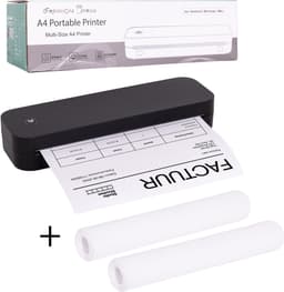Impressora Térmica® - Thermische A4 printer - Mini Printer voor Mobiel/Tablet/Laptop - 304 DPI - Pocket Printer - Tattoo printer - Inclusief twee rollen thermisch papier - Zwart — thumbnail 1