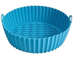 HipWare - Airfryer Siliconen mandje - Antiaanbaklaag - Vaatwasserbestendig - Rond - Blauw