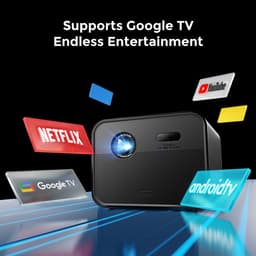Ultimea Poseidon E100-projector, 1800 ANSI, native 1080P, 4K-decodering, automatische scherpstelling en 6D automatische keystone, actief 3D-beeld, 10 W*2 luidsprekers, Google TV — thumbnail 2
