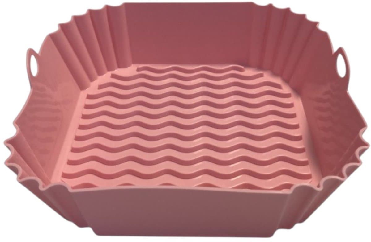 HipWare - Airfryer Siliconen mandje - Antiaanbaklaag - Vaatwasserbestendig - Vierkant - Roze — afbeelding 1