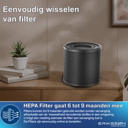 Erikssøn Luchtreiniger Elite - HEPA-14 Filter - Wit - 240 m3/u - Vermindert Stof En Pollen - Met Hepa Filter - Met Ionisator - Air Purifier - Clean Air — thumbnail 9