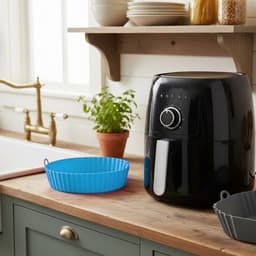 HipWare - Airfryer Siliconen mandje - Antiaanbaklaag - Vaatwasserbestendig - Rond - Blauw — thumbnail 3