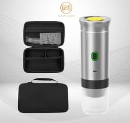Nova Loom - Draagbaar Espressomachine Pro inclusief Travelbag en houder voor auto, thuis en camping - Multifunctionele 3-in-1 draagbare elektrische reiskoffieapparaat - Capsule, cups en Poeder - licht grijs - draadloos - makkelijk oplaadbaar — thumbnail 1
