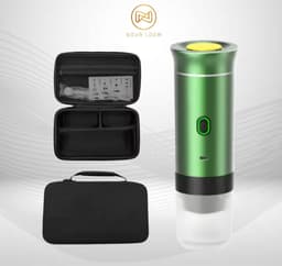 Nova Loom - Draagbaar Espressomachine Pro inclusief Travelbag en houder voor auto, thuis en camping - Multifunctionele 3-in-1 draagbare elektrische reiskoffieapparaat - Capsule, cups en Poeder - Groen - draadloos - makkelijk oplaadbaar — thumbnail 1