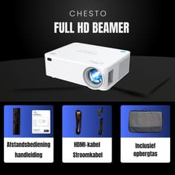 Chesto Beamer FULL HD (4K-Ondersteuning) - 12.000 lumen - Streamen vanaf je telefoon met wifi - Inclusief draagtas — thumbnail 4