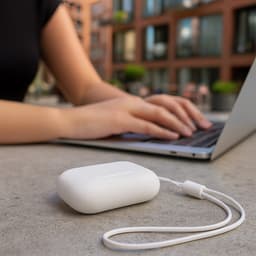 ShieldCase Siliconen Hoesje met Koordje Geschikt voor Airpods 4 - Siliconen Case voor Apple Airpods 4 Case Hoesje - Wit — thumbnail 2