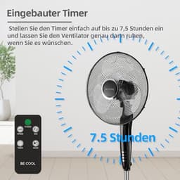 Staande ventilator met afstandsbediening - 40 cm, 45 watt, 3 snelheden voor optimaal comfort — thumbnail 4