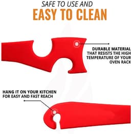 Siliconen ovenrek duw- en trekgereedschap met langere handgreep - planktrekker voor airfryer - broodrooster en oven - stok met haakgereedschap - voor kleine keukenapparaten coole keukengadgets en accessoires - 1 stuk(rood groot) — thumbnail 2