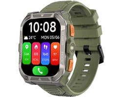 Blackview W80 Pro - Smartwatch - Bluetooth 5.3 - 900 mAh - IP68 Zwemmen - LED-zaklamp - Stappenteller - Slaapmonitor - Saturatiemeter - Groen