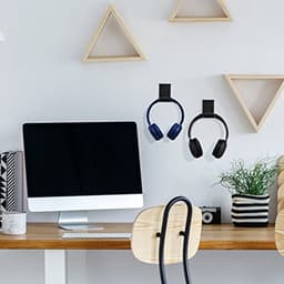2 Stuks Hoofdtelefoonhouders Wandmontage met Kabelbeheer - Ruimtebesparend & Stevig - Voor Draadloze en Bedrade Hoofdtelefoons - Zwart — thumbnail 4