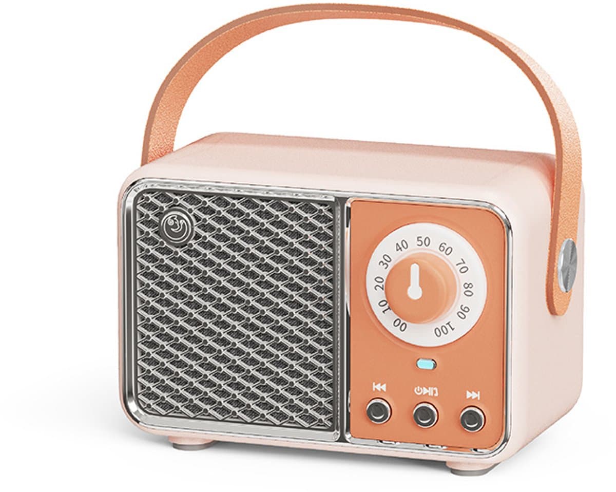 Verbeterde retro Bluetooth-luidspreker, vintage radio met ouderwetse klassieke stijl, Bluetooth 5.1 draadloze verbinding, ondersteuning TF-kaart, U-schijf en AUX-audio-ingang (oranje) — afbeelding 1