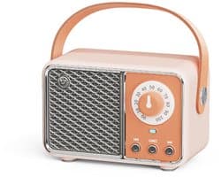 Verbeterde retro Bluetooth-luidspreker, vintage radio met ouderwetse klassieke stijl, Bluetooth 5.1 draadloze verbinding, ondersteuning TF-kaart, U-schijf en AUX-audio-ingang (oranje)