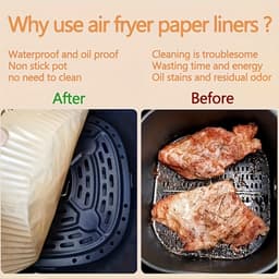Livé® Airfryer Papiertjes 100 stuks – Anti-aanbak & Vetvrij – Voor Bakken & Grillen — thumbnail 8