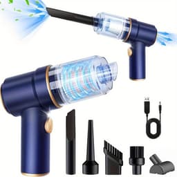 Cuhostki - 1 Set - Auto Stofzuiger - Handstofzuiger - Auto Stofzuiger Draadloos - Draadloze Auto Stofzuiger - Blauw - Kunststof - 4000mAh - 2-in-1 Zuig & Blaas - LED Verlichting - Veelzijdig - Eenvoudig Onderhoud — thumbnail 1