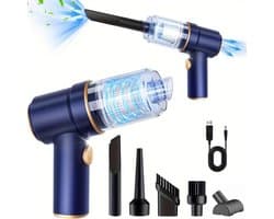 Cuhostki - 1 Set - Auto Stofzuiger - Handstofzuiger - Auto Stofzuiger Draadloos - Draadloze Auto Stofzuiger - Blauw - Kunststof - 4000mAh - 2-in-1 Zuig & Blaas - LED Verlichting - Veelzijdig - Eenvoudig Onderhoud