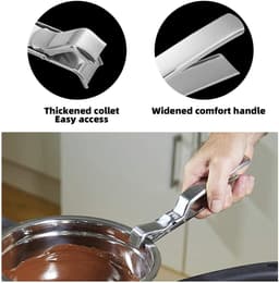 2-stuks RVS anti-verbrandingsklemmen - Multifunctionele keuken anti-verbrandingsklemmen voor kommen - Klemmen voor hete platen - Keukengereedschap - Antislipontwerp - Geschikt voor ovens, airfryers, stoomkokers en potten en kommen - Zilver — thumbnail 3