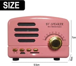 JeiibrZui Retro Bluetooth Speaker - Vintage Bluetooth Speaker - 3W Vermogen 1200 mAh Batterij 5-8 Uur Speelduur - 1 Stuk - Roze — thumbnail 3