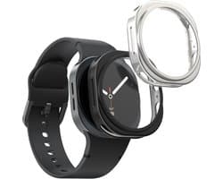 kwmobile 2x smartwatch hoes geschikt voor Samsung Galaxy Watch 8 (40mm) hoesje - Siliconen sporthorloge cover - Activity tracker case in zwart / zilver