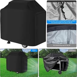 BBQ - hoes - BBQ - hoes - Gasgrill Beschermingskap - 210D Oxford Weerbestendig BBQ - doek - Dustbestendig - Verstelbaar touwwind en stofdroog rek (145 x 61 x 117 cm) — thumbnail 5