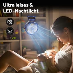 USB Tafelventilator met Clip en LED Licht - Draagbare Bureauventilator met 4000 mAh Accu voor Stil Gebruik in Slaapkamer en Kantoor — thumbnail 1