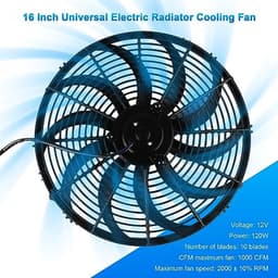Universele autokoelventilator 16 inch 12V 120W met montageset voor auto en vrachtwagen — thumbnail 1