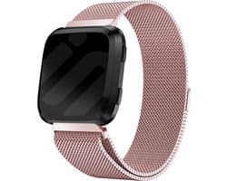 Milanees Smartwatch bandje - Geschikt voor Fitbit Versa / Versa 2 Milanees bandje - roze - Strap-it Horlogeband / Polsband / Armband - Maat: Maat L