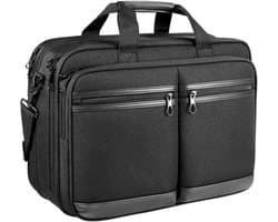 18 Inch Laptoptas Stijlvolle Laptop Aktetas voor Tot 17.3 Inch Uitbreidbare Waterafstotende Schoudertas Laptoptas Computertas met RFID-vakken voor Zaken/Reizen/School/Universiteit/Heren/Dames-Zwart