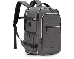 Sjtoer Rugzak Laptoprugzak - Schooltas - Grijze Waterdichte Rugzak Inclusief Usb Oplaadstation - Reistas - vliegtuigtas - Laptop tas 17.3 inch voor dames en heren - 36L - Grijs - Perfect Cadeau voor Valentijn - Vaderdag - Moederdag - Verjaardag