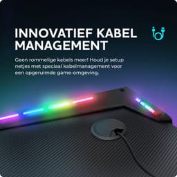 Unidesk Game Bureau met LED verlichting - 140x60x73 CM - Gaming Desk- Computer Tafel - Gaming Bureau - Inclusief Muismat- Zwart — thumbnail 3