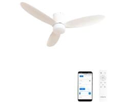 Plafondventilator met WiFi, afstandsbediening en LED-verlichting, Ø 132 cm, stil, 6 snelheden, programmeerbaar, voor zomer en winter