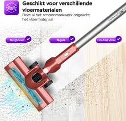 TurboTronic VS280 Cyclonic - 2-in-1 draadloze Steelstofzuiger met kruimeldief – hoge zuigkracht - 2 snelheden - 2200 mAH accu - 180W - extra accessoires - Rood — thumbnail 5
