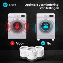 KOJY Wasmachine dempers - Verhoger - Stapelbaar - Zwart/Wit - voor wasmachine en wasdroger - 8 Stuks — thumbnail 5