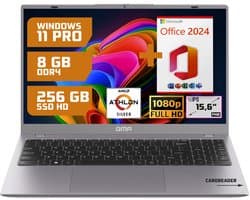 GMR Thuis, Office & Studie Laptop 15.6" FHD | 8GB / 256GB SSD | AMD Athlon Silver | Office 2024 + Windows 11 Pro