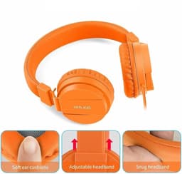 iPad Koptelefoon Kinderen - Hoofdtelefoon Kids Verstelbaar - On-Ear Volumebegrenzing - Oranje — thumbnail 3