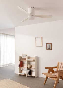WIND CALM LINE - Plafondventilator 40W silent Ø132 cm 100% hout - Wit - Met licht - Verticale lijnen - WIFI + afstandsbediening - WIND CALM LINE — thumbnail 4
