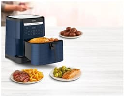Tefal Easy Fry & Grill EY8014 XXL 6,5L - 2-in-1 Heteluchtfriteuse met Uitneembare Verdeler - Blauw Airfryer met 8 Automatische Kookprogramma's - Beste Grote Airfryer van Tefal - Digitaal Display - Extreem stil - Koken Zonder Olie - Anti Aanbaklaag — thumbnail 14