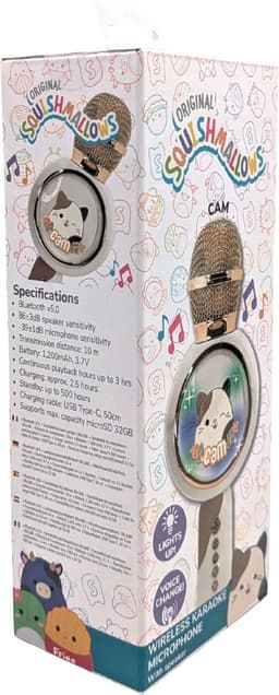 Squishmallows - Cam - draadloze karaoke microfoon voor kinderen - oplichtend LED display - speaker - stemvervorming — thumbnail 2
