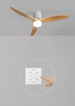 CREATE - Stille plafondventilator 40W Ø132cm 100% hout met aanpasbare gipsen behuizing - Met licht - Controller voor wandmontage + afstandsbediening - WIND CALM CONCRETE — thumbnail 3