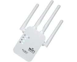 WiFi Repeater – 300 Mbps – Versterkt en Breidt WiFi Signaal uit – 2.4 GHz – 4 Antennes – Access Point, Router en Repeater Modus – EU Stekker