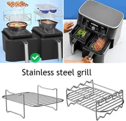 Kitchen Grill Air Fryer Stand Geschikt voor Ninja Double Air Fryer , Geschikt voor Double Basket Air Fryer Oven Magnetron Bakken — thumbnail 5