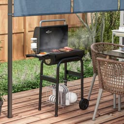 Pugsdrly Houtskoolgrill Smoker BBQ-grill, 1 opbergvak, incl. thermometer, 83 x 46,5 x 115 cm, zwart — thumbnail 1