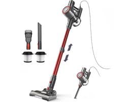 Hennova Steelstofzuiger - Stofzuigers - Schoonmaken - Krachtig en zak loos - Multifunctioneel design - 6 in 1 - Lichtgewicht - 6m Lang snoer - 600W - Rood -