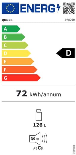 Qonos Q978060 Tafelkoelkast – 126L – Energieklasse D – Stil (39dB) – 55cm Breed – Omkeerbare Deur – Wit — thumbnail 2