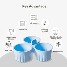 Daity 2-delige siliconen airfryer eivorm, antiaanbak airfryer bakplaat, 3 roosters voor het maken van muffins, voor het bakken van kookaccessoires, herbruikbare siliconen bakvormpjes, blauw — thumbnail 2