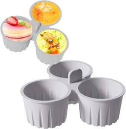 Daity 2-delige siliconen airfryer eivorm, antiaanbak airfryer bakplaat, 3 roosters voor muffins, voor het bakken van kookaccessoires, herbruikbare siliconen bakvormpjes, grijs — thumbnail 1