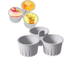 Daity 2-delige siliconen airfryer eivorm, antiaanbak airfryer bakplaat, 3 roosters voor muffins, voor het bakken van kookaccessoires, herbruikbare siliconen bakvormpjes, grijs