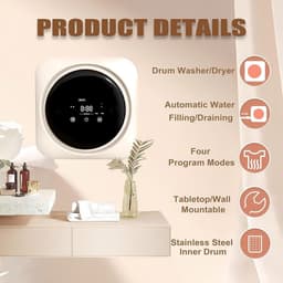 Mini Wasmachine 2-in-1 met LCD Bedieningspaneel en Hoge Temperatuur Drogen — thumbnail 3