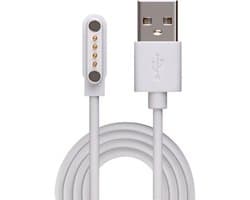 Oplaadkabel GPS Horloge Kind – USB Oplader voor Kinder Smartwatch – 4-Pin Magnetische Oplader – Wit