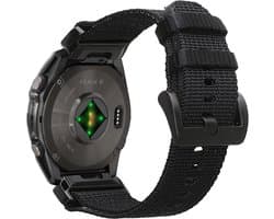 kwmobile Vervangende armband compatibel met Garmin 20mm Fenix 8 43mm / Fenix 7S / Fenix 6S / Epix Pro 42mm Armband – Nylonband met Quick-Fit sluiting – zwart